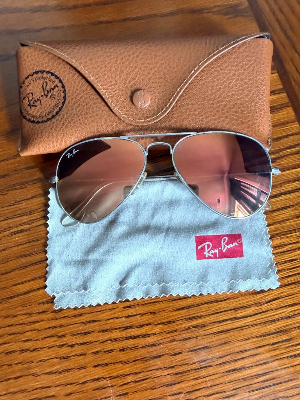 Ray-Ban Aviator Sunglasses in Baby Pink Chrome/Silver + Case - RB3025 Large
